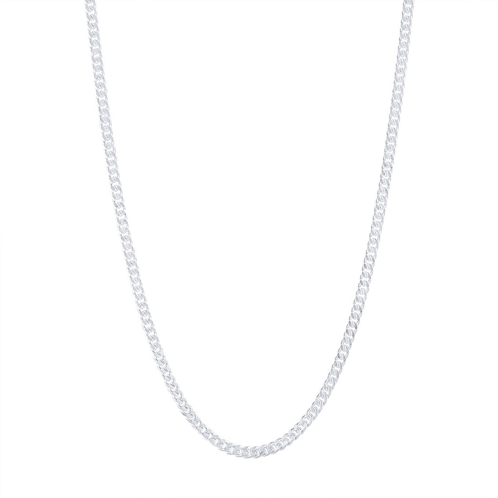 60cm 3mm Width Curb Chain Necklace in Sterling Silver
