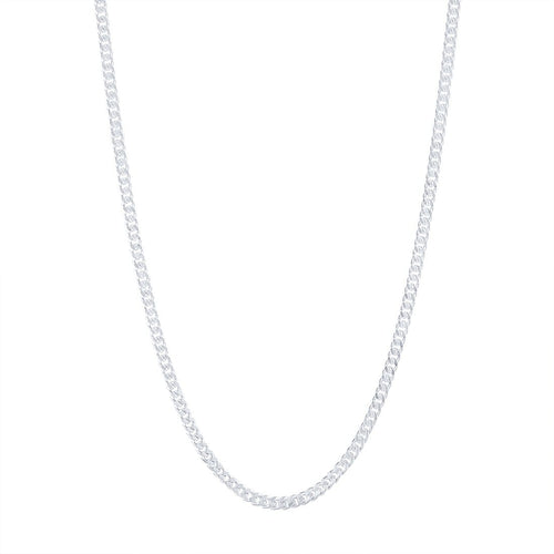 50cm 3mm Width Curb Chain Necklace in Sterling Silver
