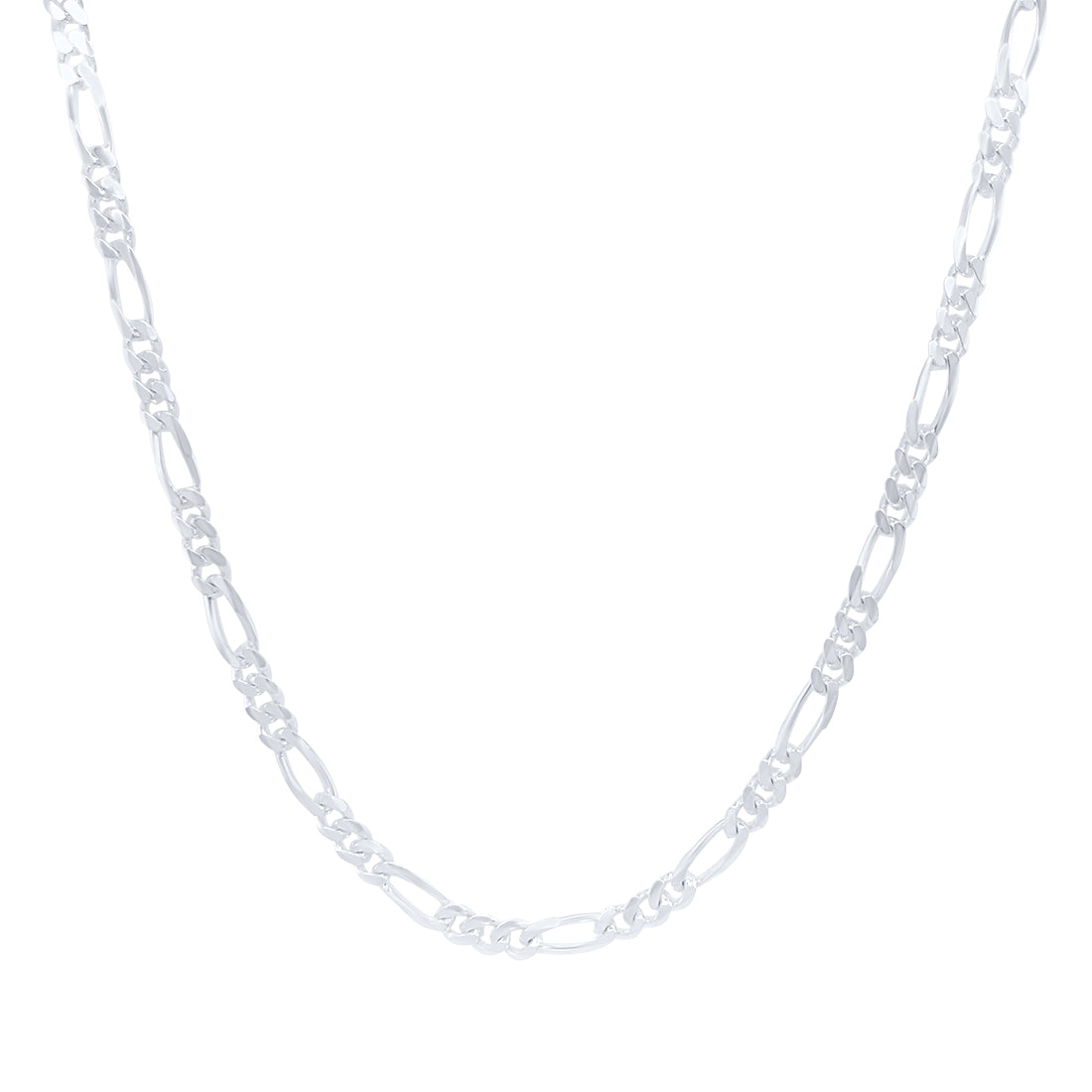 50cm 3.3mm Width Diamond Cut Figaro Necklace in Sterling Silver