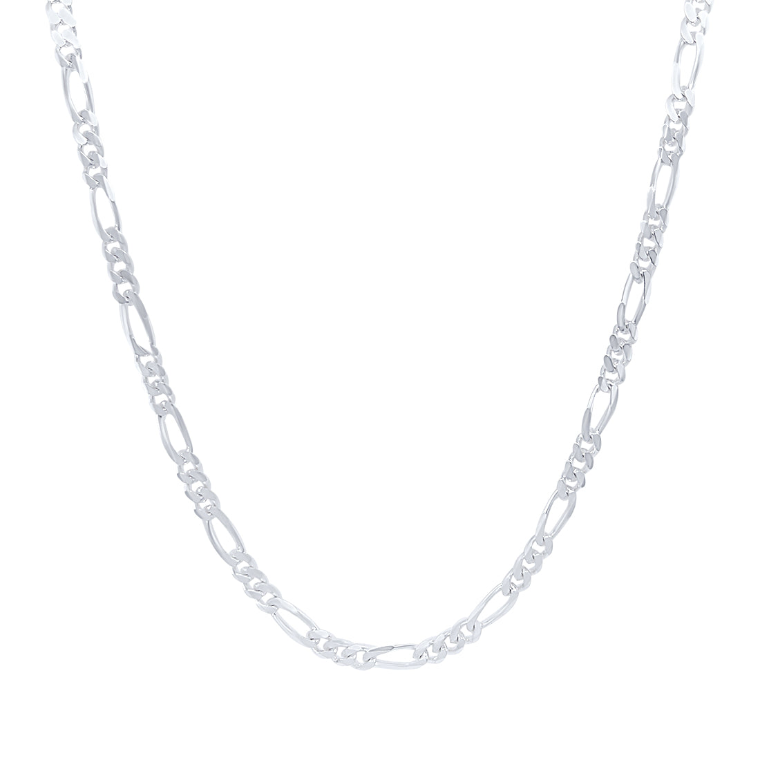 55cm 3.3mm Width Diamond Cut Figaro Necklace in Sterling Silver