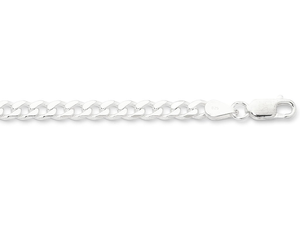 50cm 5.4mm Width Flat Curb Necklace in Sterling Silver