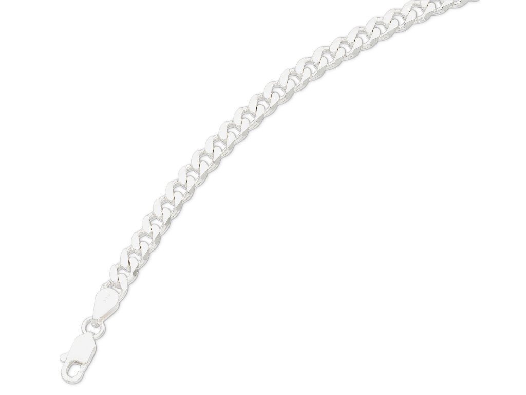 50cm 5.4mm Width Flat Curb Necklace in Sterling Silver