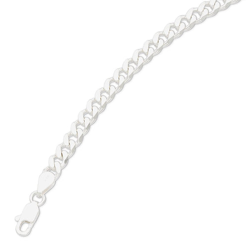 55cm 5.4mm Width Flat Curb Necklace in Sterling Silver