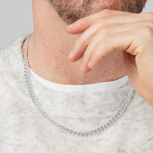 55cm 6.4mm Flat Curb Chain Necklace in Sterling Silver