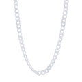 50cm 8mm Width Flat Curb Chain Necklace in Sterling Silver