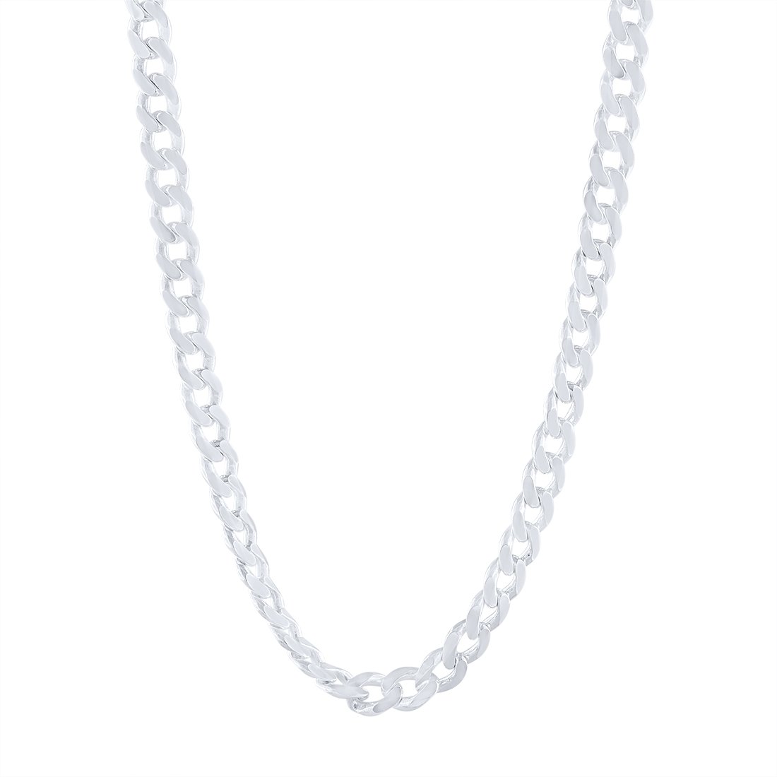 50cm 8mm Width Flat Curb Chain Necklace in Sterling Silver