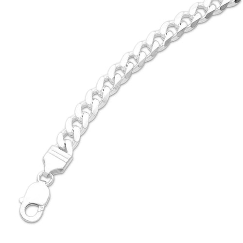 55cm 10.5mm-11mm Width Curb Chain Necklace in Sterling Silver
