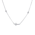 45cm Station Cross Cubic Zirconia Necklace in Sterling Silver