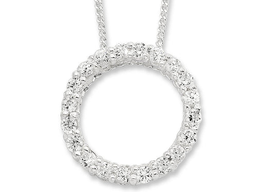 45cm Cubic Zirconia Open Circle Necklace in Sterling Silver