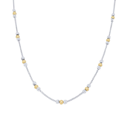 45cm Two Tone Ball Station Necklace in Sterling Silver