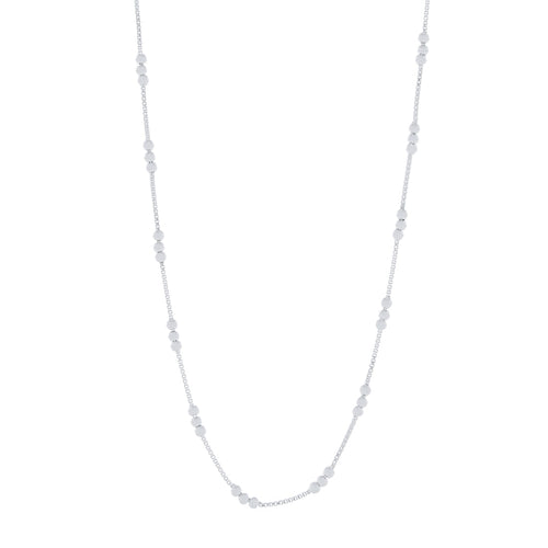 3mm Ball Station Box Chain Necklace in Sterling Silver 45cm