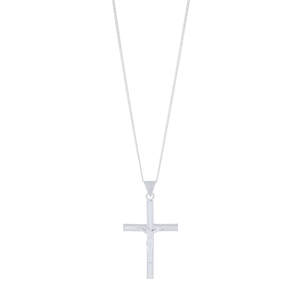 55cm Crucifix Cross Pendant Necklace in Sterling Silver