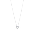 40cm Open Heart Necklace with Cubic Zirconia in Sterling Silver
