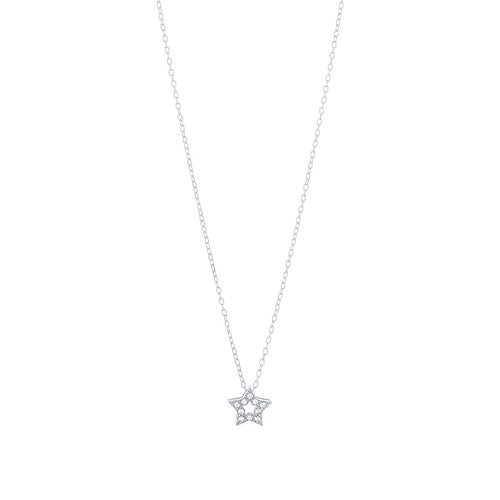 45cm Cubic Zirconia Open Star Pendant Necklace in Sterling Silver