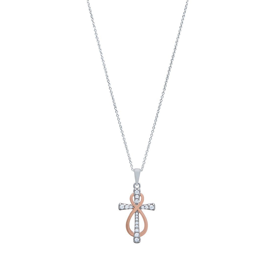 45cm Cross & Infinity Necklace in Sterling Silver