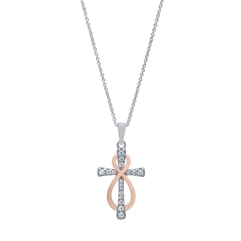 45cm Cross & Infinity Necklace in Sterling Silver