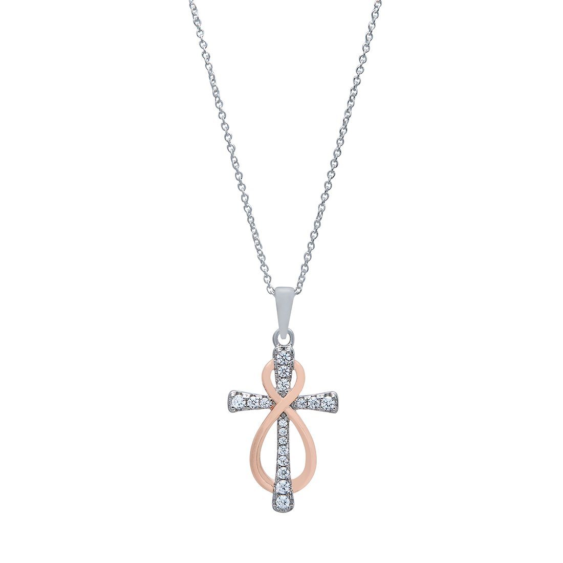 45cm Cross & Infinity Necklace in Sterling Silver