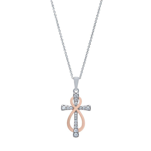 45cm Cross & Infinity Necklace in Sterling Silver