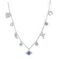 40cm Multi Charm Choker Necklace in Sterling Silver