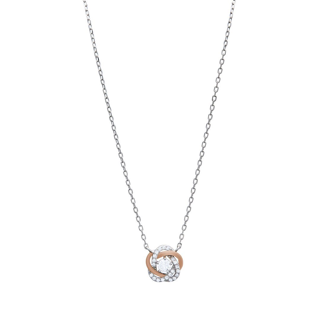 45cm Cubic Zirconia Twist Necklace in Sterling Silver