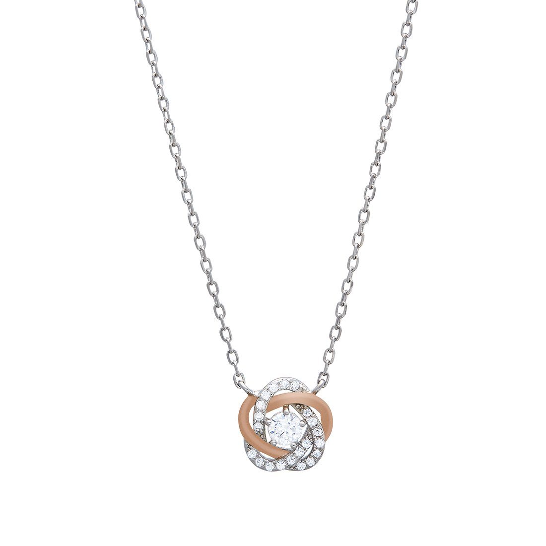 45cm Cubic Zirconia Twist Necklace in Sterling Silver