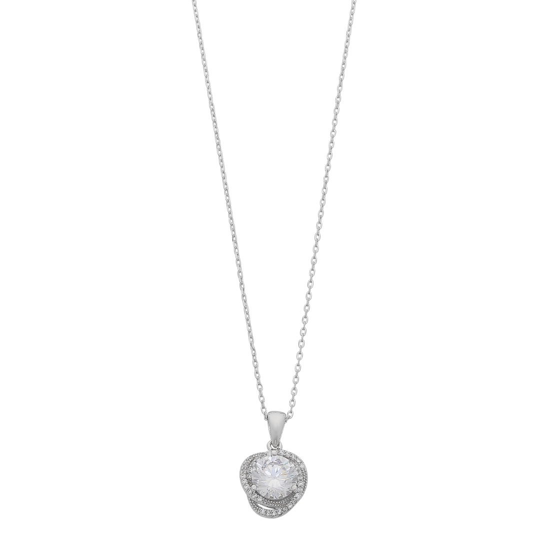 45cm Cubic Zirconia Halo Necklace in Sterling Silver