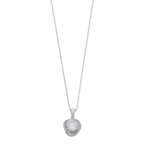 45cm Cubic Zirconia Halo Necklace in Sterling Silver