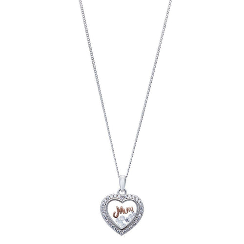 45cm Rose 'Mum' Glass Locket Sterling Silver Necklace