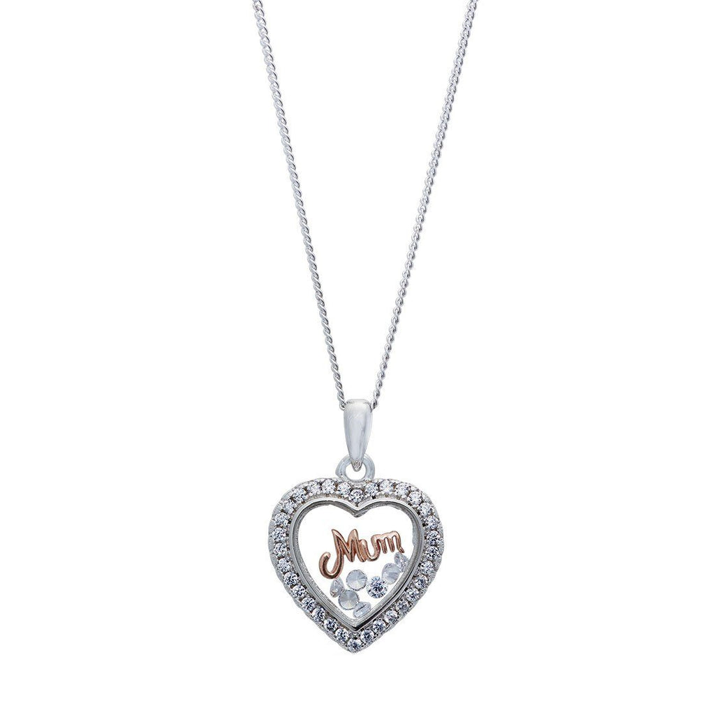 45cm Rose 'Mum' Glass Locket Sterling Silver Necklace