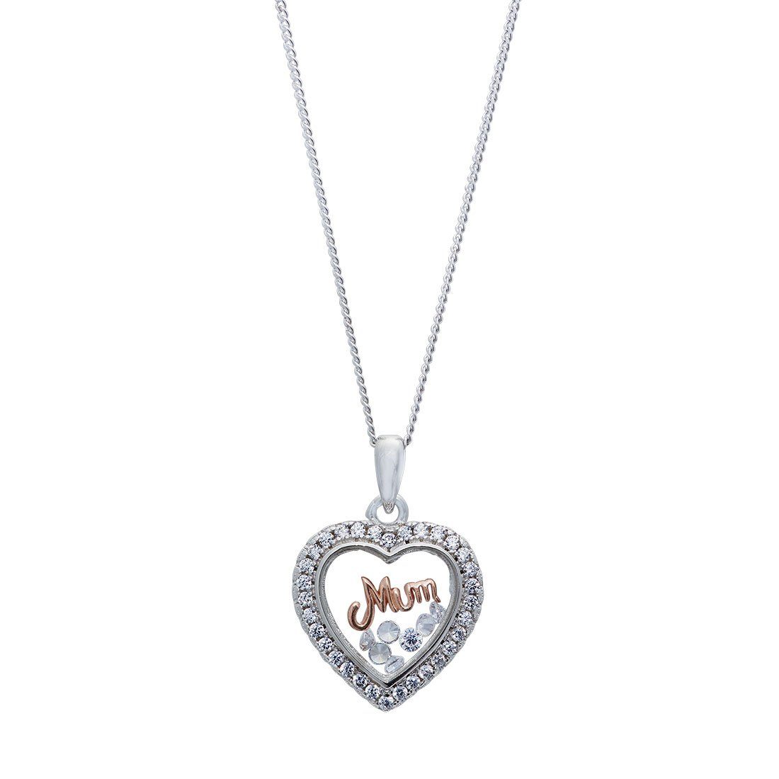 45cm Rose 'Mum' Glass Locket Sterling Silver Necklace