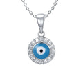 45cm Evil Eye Halo Pendant Necklace in Sterling Silver