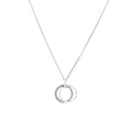 45cm Double Open Circle Pendant Necklace with Cubic Zirconia in Sterling Silver