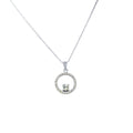45cm Cubic Zirconia Open Circle Pendant Necklace in Sterling Silver