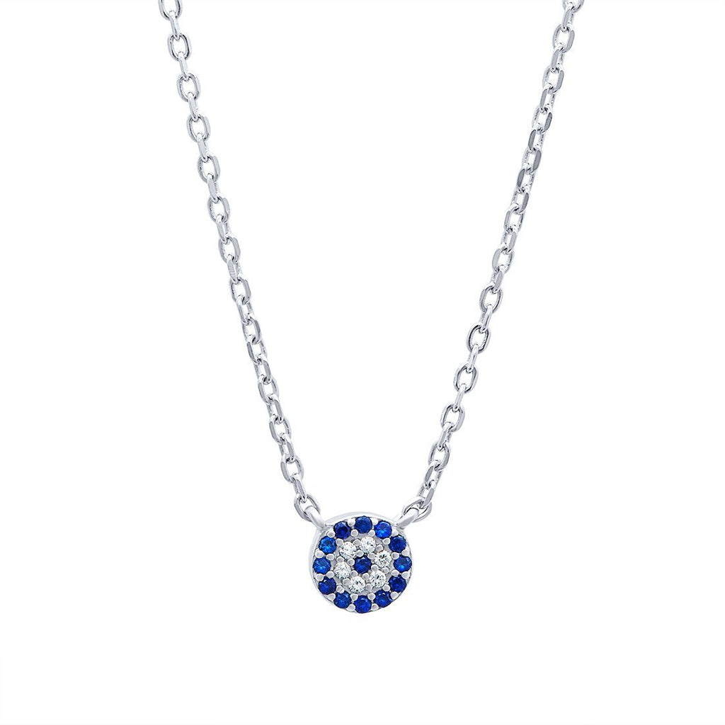 45cm Cubic Zirconia Evil Eye Necklace in Sterling Silver