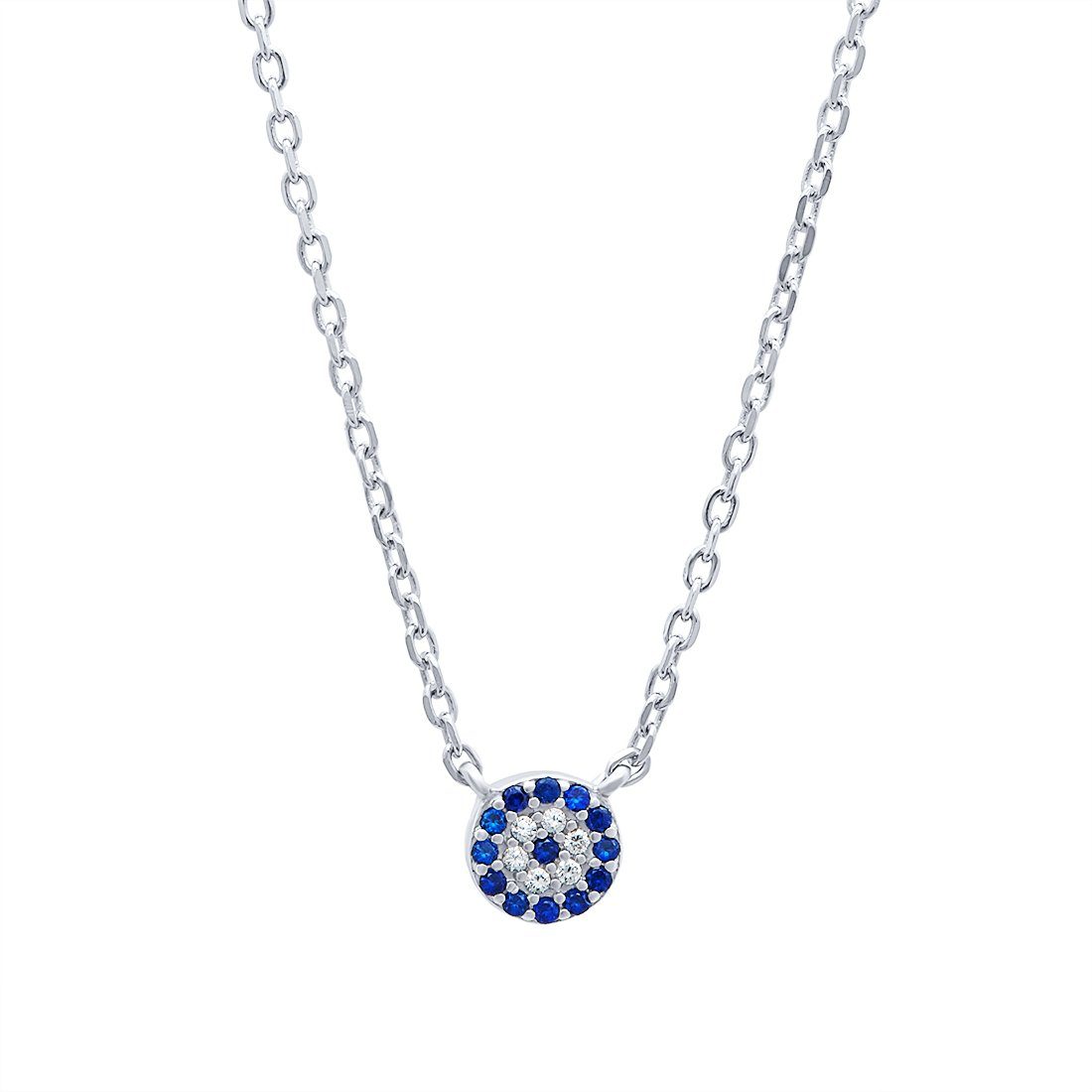 45cm Cubic Zirconia Evil Eye Necklace in Sterling Silver