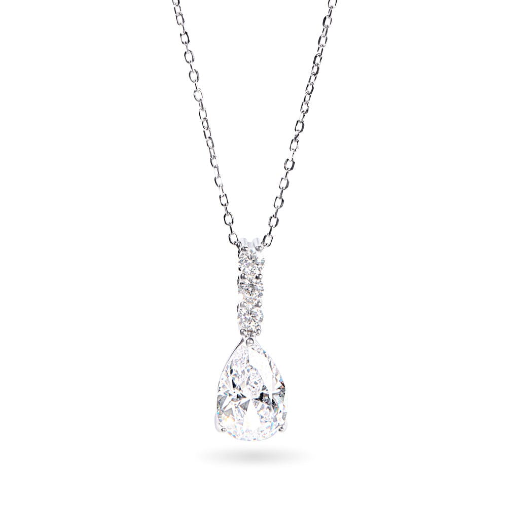 Drop Necklace with Cubic Zirconia in Sterling Silver