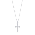 45cm Flared Cross Necklace with Cubic Zirconia in Sterling Silver