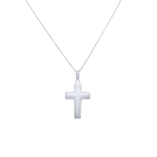 45cm Plain Cross Necklace in Sterling Silver