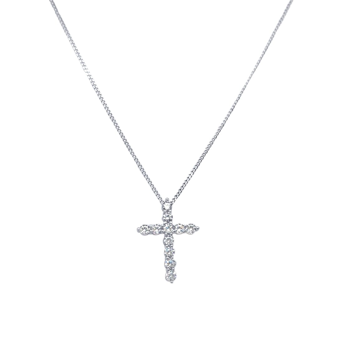 45cm Cubic Zirconia Cross Necklace in Sterling Silver