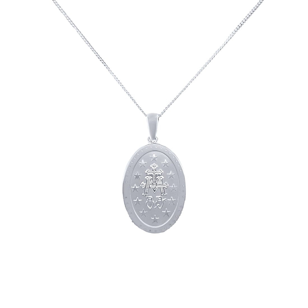 45cm Madonna Pendant Necklace with Cubic Zirconia in Sterling Silver