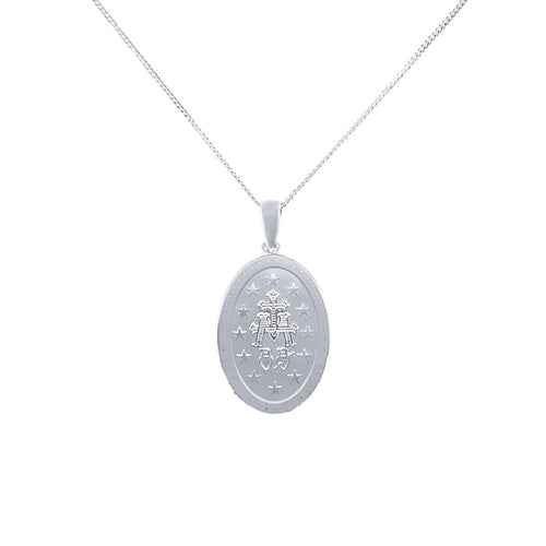 45cm Madonna Pendant Necklace with Cubic Zirconia in Sterling Silver