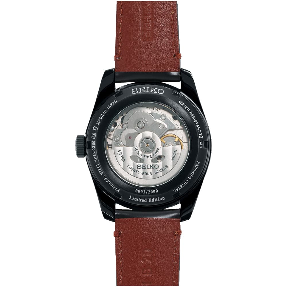 Seiko Presage Red Dial Black Leather Strap Men Watch SPB331J1P