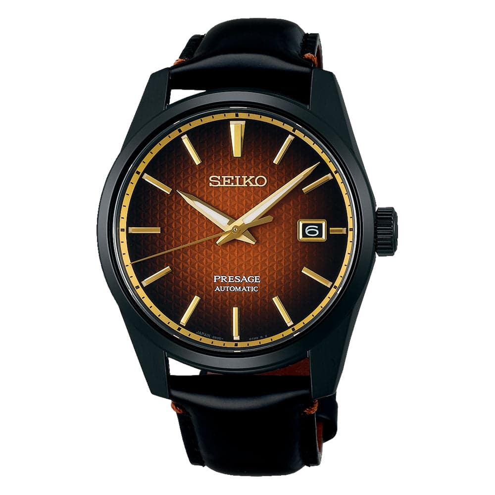 Seiko Presage Red Dial Black Leather Strap Men Watch SPB331J1P