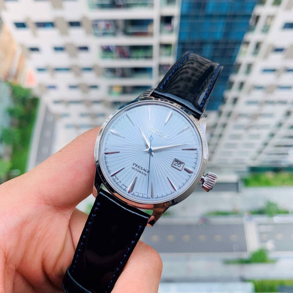 Seiko Presage Blue Dial and Leather Strap Men Watch SRPB43J1P