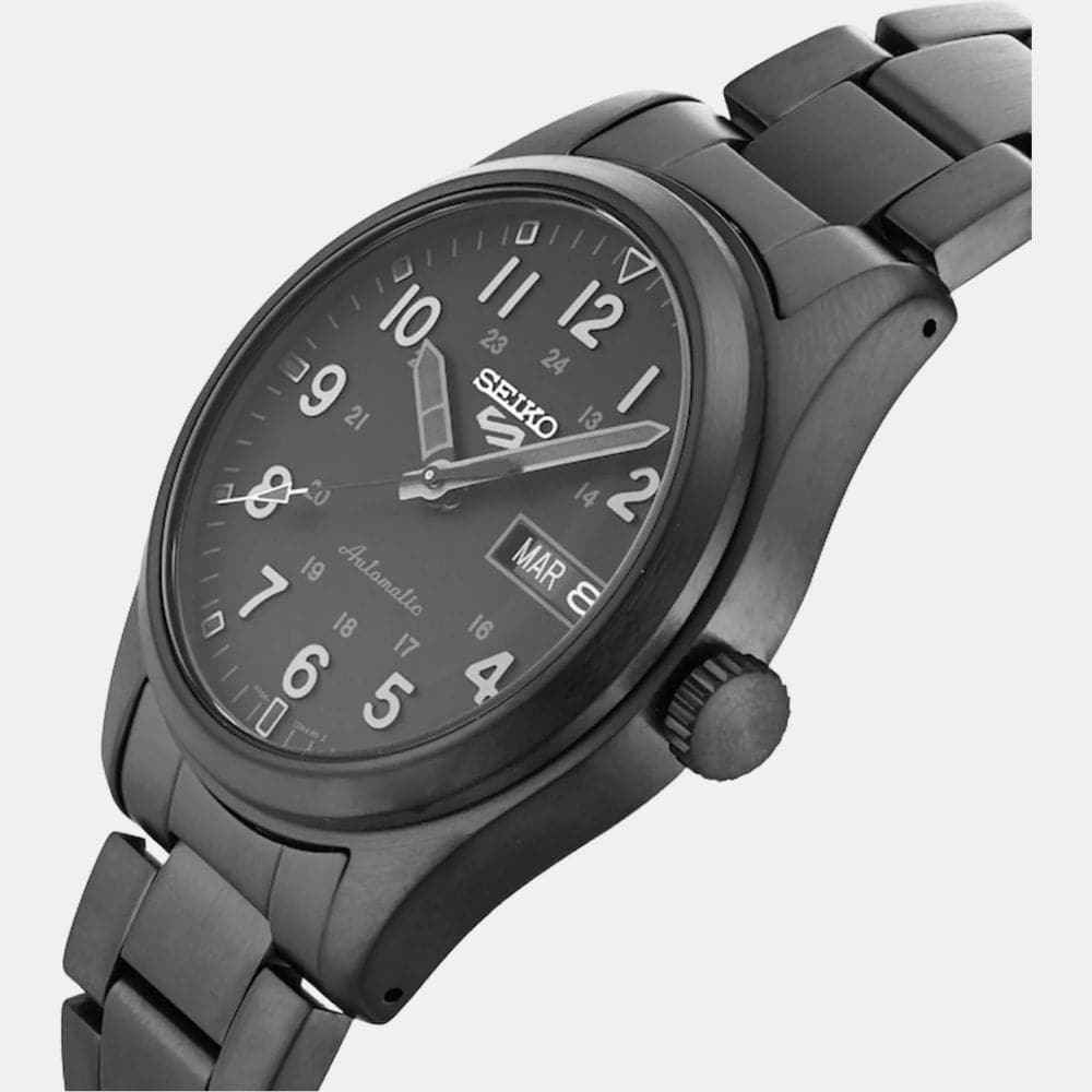 Seiko 5 Black Dial Stainless Steel Strap Men Watch SRPJ09K1P
