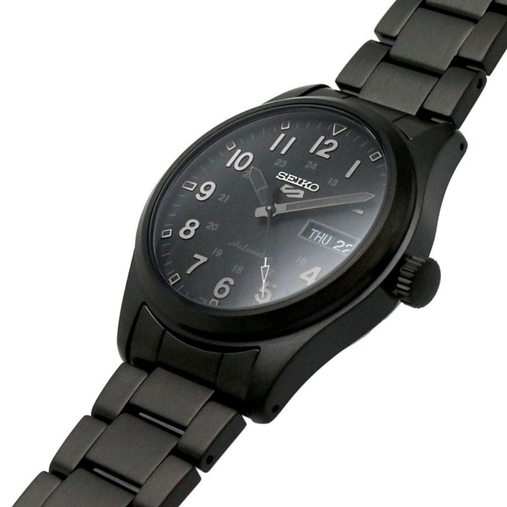 Seiko 5 Black Dial Stainless Steel Strap Men Watch SRPJ09K1P