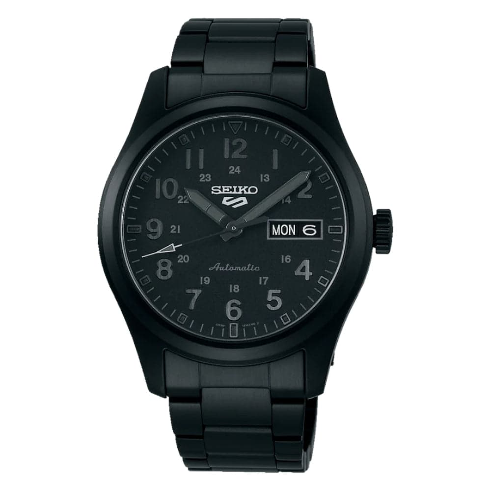 Seiko 5 Black Dial Stainless Steel Strap Men Watch SRPJ09K1P