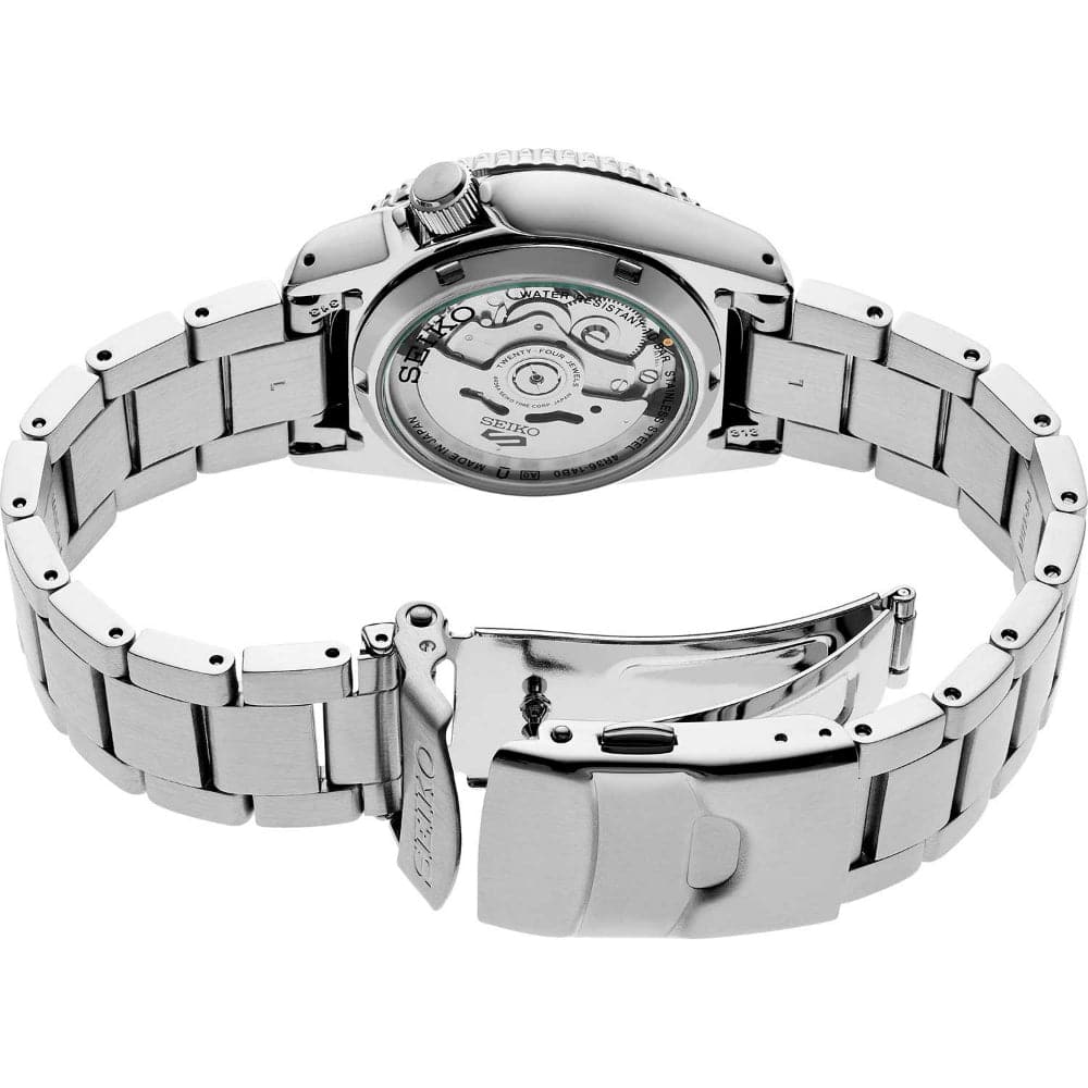 Seiko 5 Sports Orange Dial Silver Stainless Steel Strap Men Watch SRPK35K1P