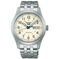 Seiko 5 Silver Stainless Steel & Brown Leather Strap Men Watch SRPK41K1P