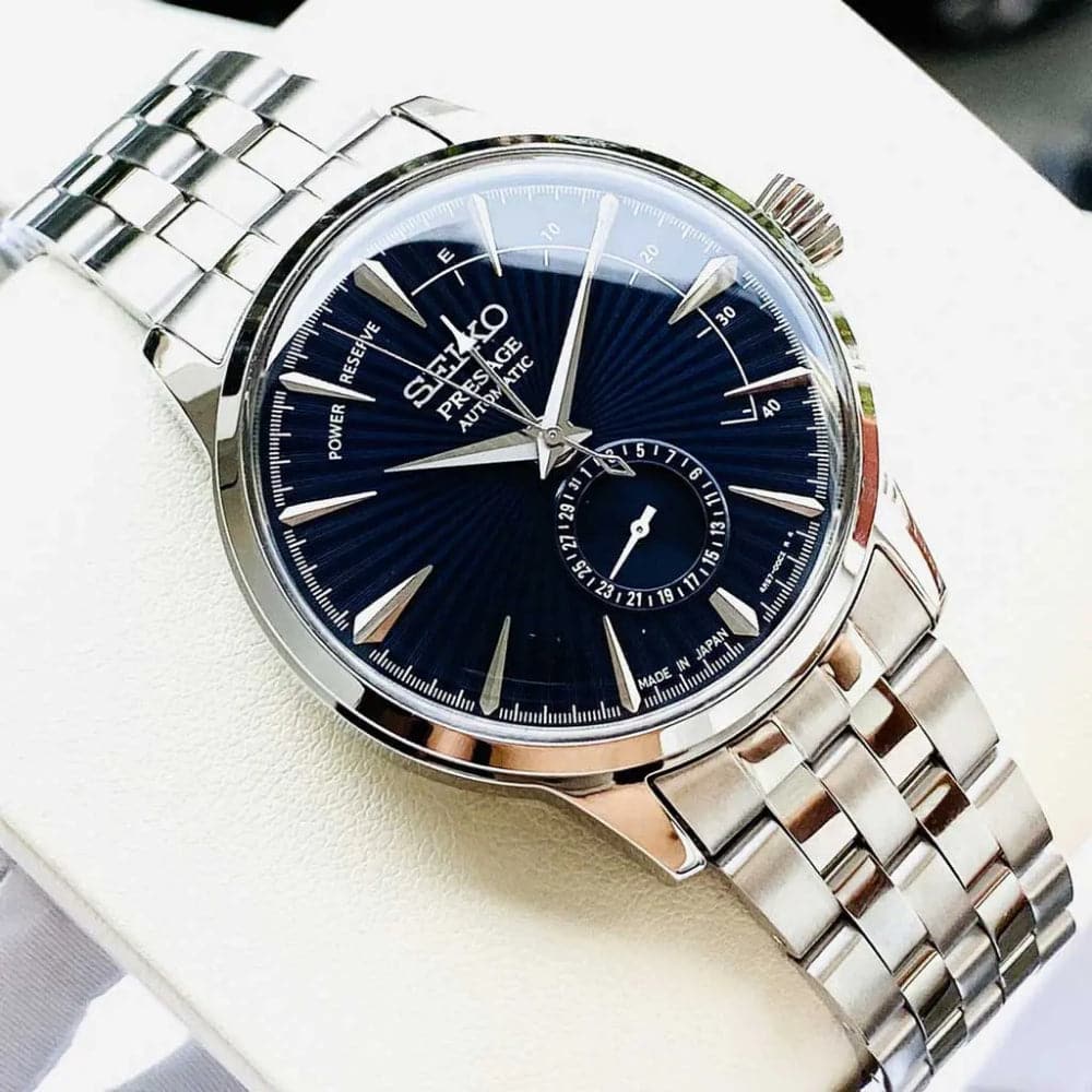 Seiko Presage Blue Dial Silver Stainless Steel Strap Men Watch SSA347J1P